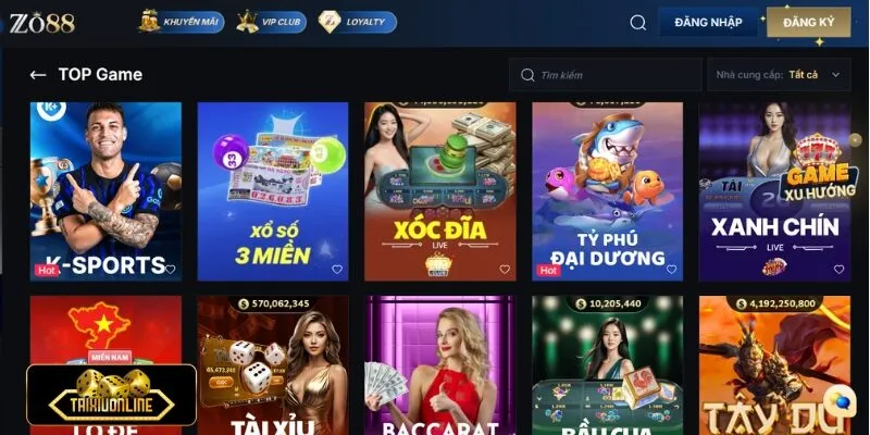 Tập hợp tựa game đặc sắc và chất lượng tại Zo88